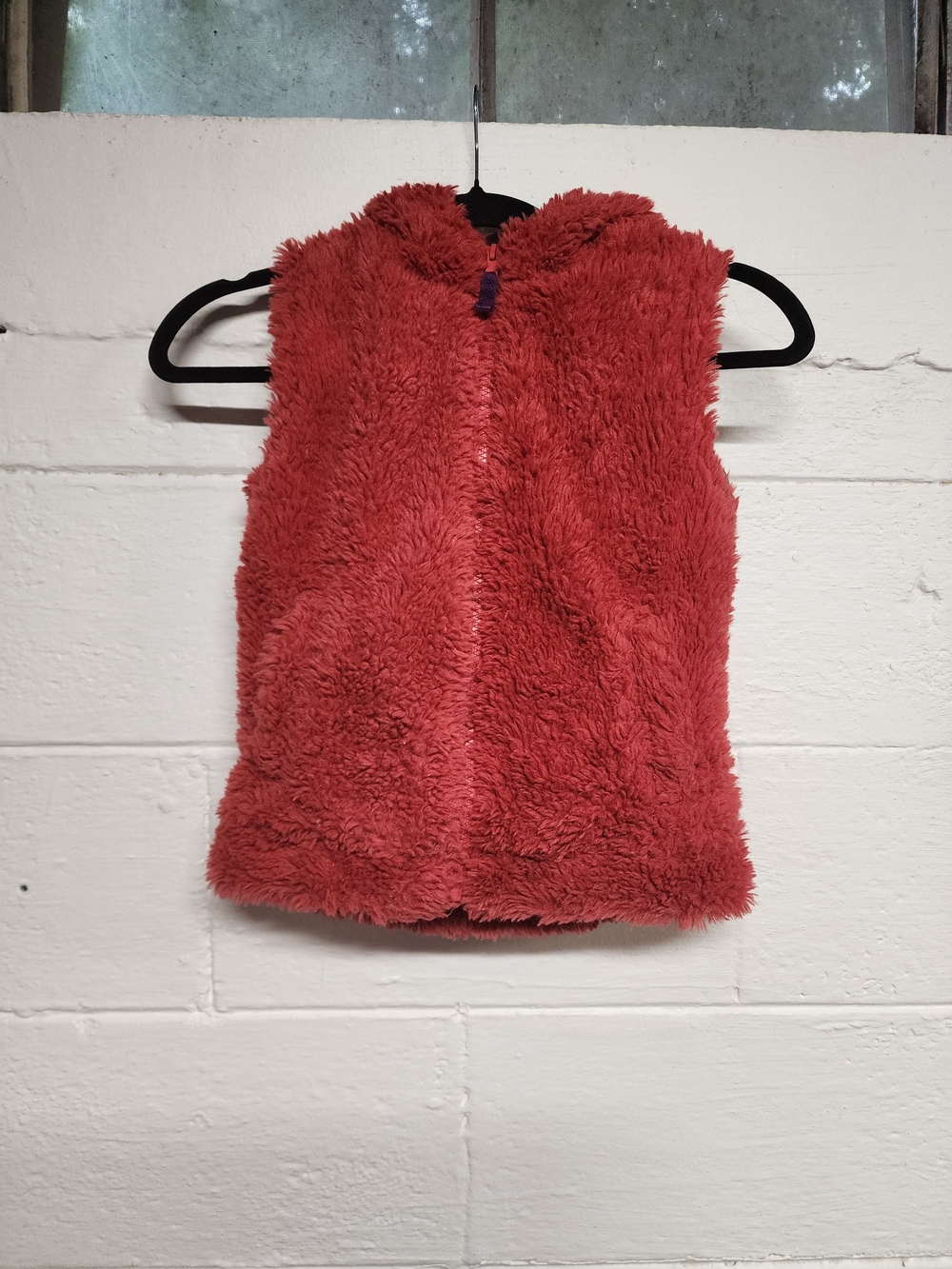 Mini Boden Coral Plush Hooded Vest
